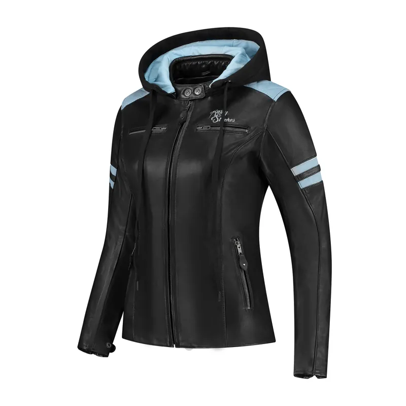 Actieprijs Rusty Stitches Joyce Hooded V2 Jacket Black Baby Blue