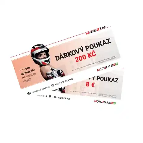 200 Kč dárkový poukaz MotoZem Snelle Levering