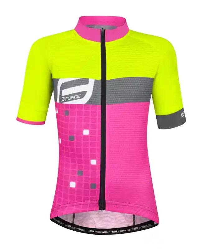 Dětský dres FORCE Square růžovo-fluo žlutý výprodej Gratis Retour