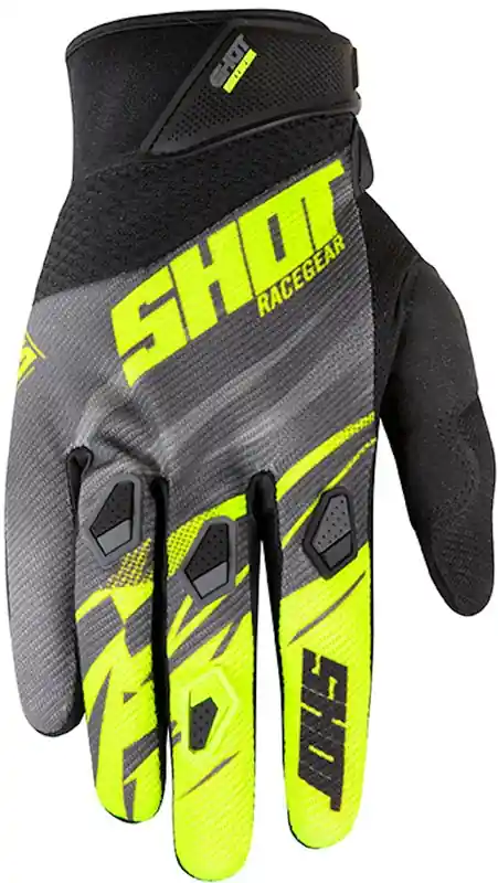 Dětské motokrosové rukavice Shot Devo Ventury černo-šedo-fluo žluté Premium
