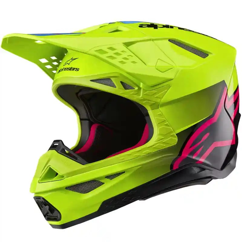 Alpinestars Supertech S-M10 Unite fluo geel-zwart-roze motorcrosshelm XS Uitverkoop