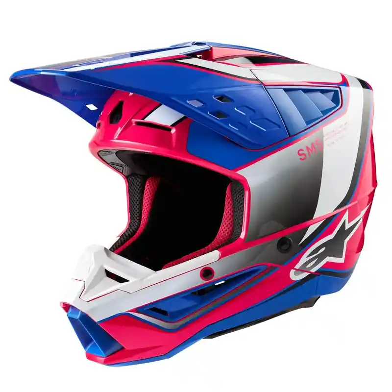 Alpinestars S-M5 Sail Motorcrosshelm wit-roze-blauw XS Uitverkoop