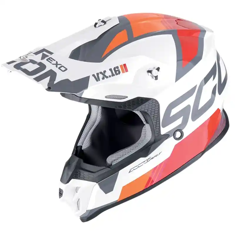 Alleen Vandaag Motorcrosshelm Scorpion VX-16 EVO AIR ANALOG wit-oranje