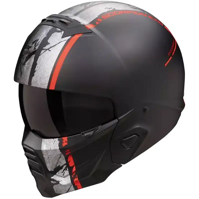 Modulaire motorhelm Scorpion EXO-COMBAT II LORD mat zwart-rood uitverkoop Superprijs