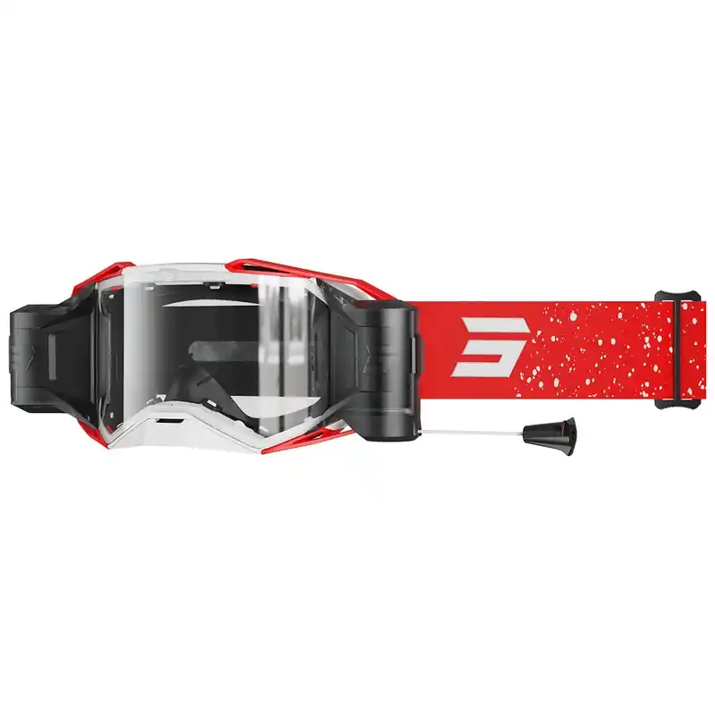 Motorcrossbril Shot Lite Roll-Off Mist rood met helder plexi Uitverkoop