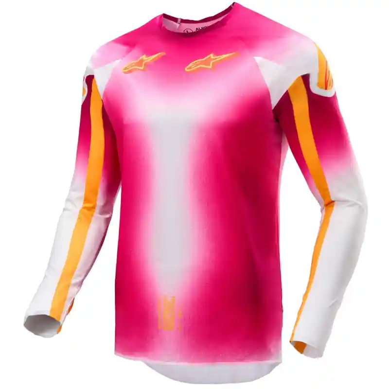 Alpinestars Supertech SX AFD limited edition MIG fluoroze-wit-oranje motorcross shirt S Merkproduct