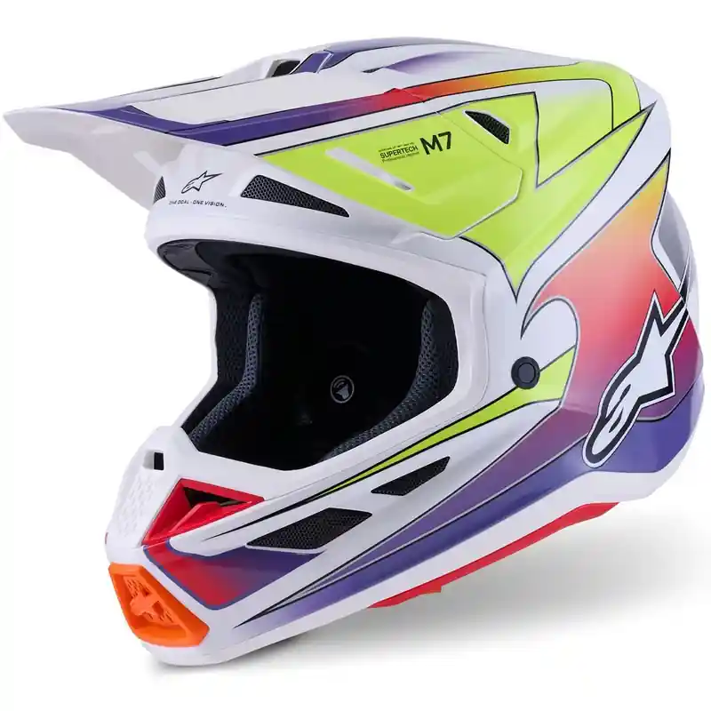 Alpinestars SM7 Fuse crosshelm wit-fluo geel-paars XS Superprijs
