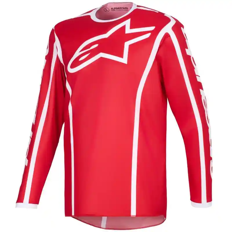 Alpinestars Fluid Apex motorcross shirt rood-wit S Beperkt Aanbod