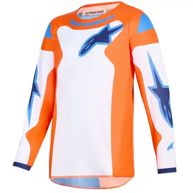 Alpinestars Fluid Grid Kids Motocross Jersey Oranje-Blauw-Wit S Laatste Kans