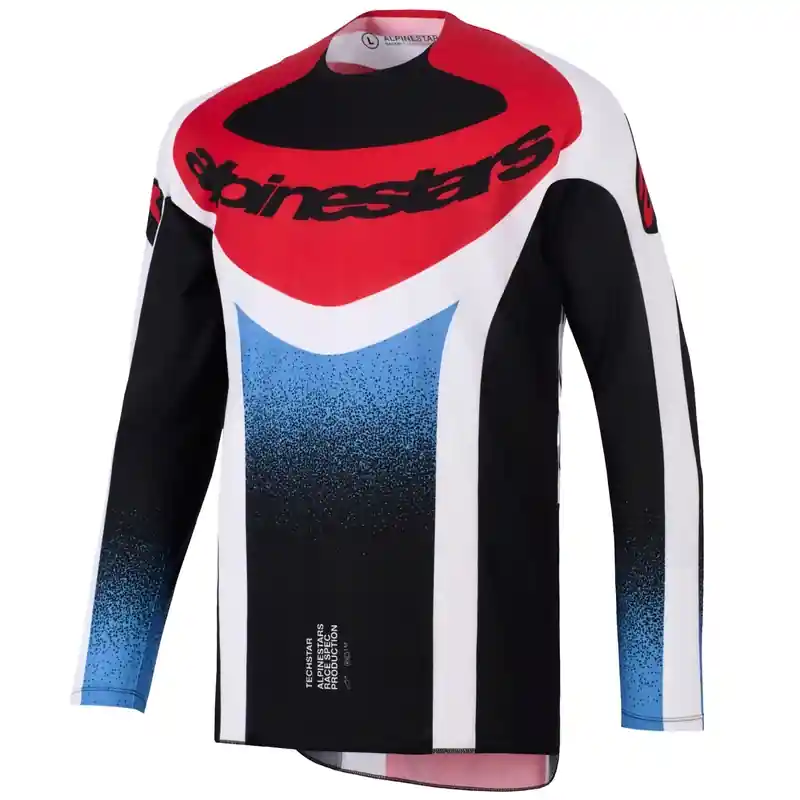 Aanbieding Alpinestars Techstar Knif motorcross shirt zwart-wit-blauw-rood S