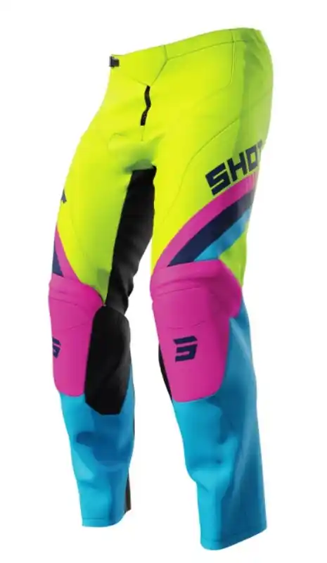 Populair Shot Raw Kid Tracer Roze-Blauw-Fluo Geel Kinder Motorcross Broek uitverkoop