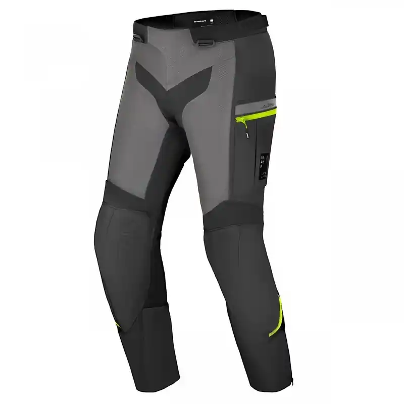 Shima Alpha zwart-grijs-fluo gele motorbroek Snelle Levering