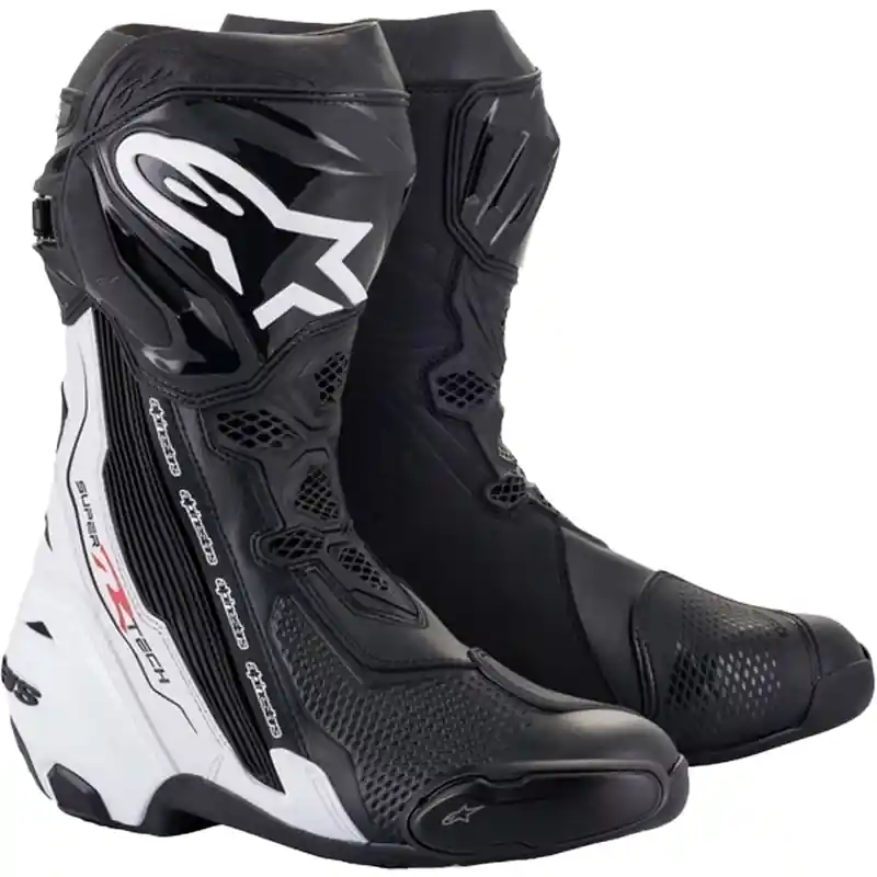 Seizoensaanbieding Alpinestars Supertech R zwart-witte motorlaarzen 39