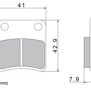Remblokken NISSIN semi-metallische samenstelling 41x42,9x7,9 mm 2 stuks Exclusieve Aanbieding