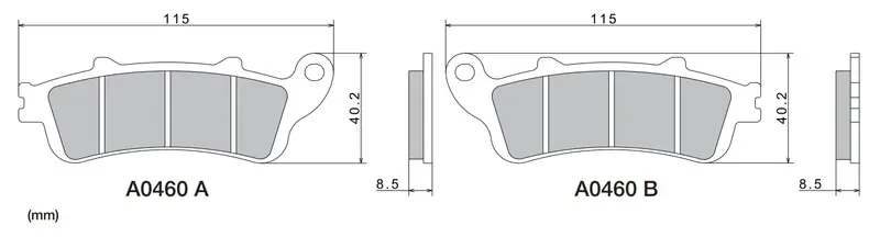 Remblokken NISSIN semi-metallische samenstelling 115x40,2x8,5 mm 2 stuks Aanbieding