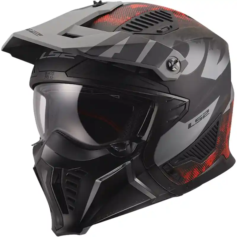 Aanbieding Trial motorhelm LS2 OF606 Drifter Gas matgrijs-rood XS