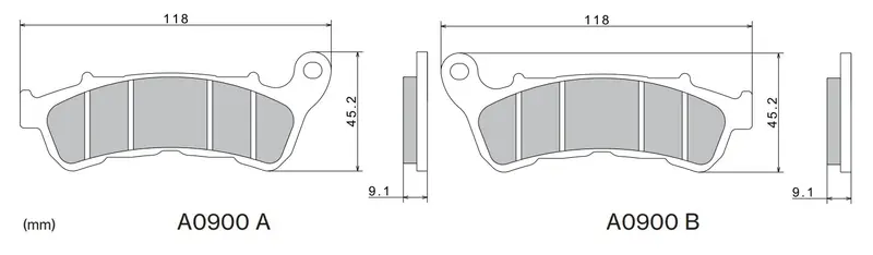 Beste Prijs Remblokken NISSIN semi-metallische samenstelling 118x45,2x9,1 mm 2 stuks