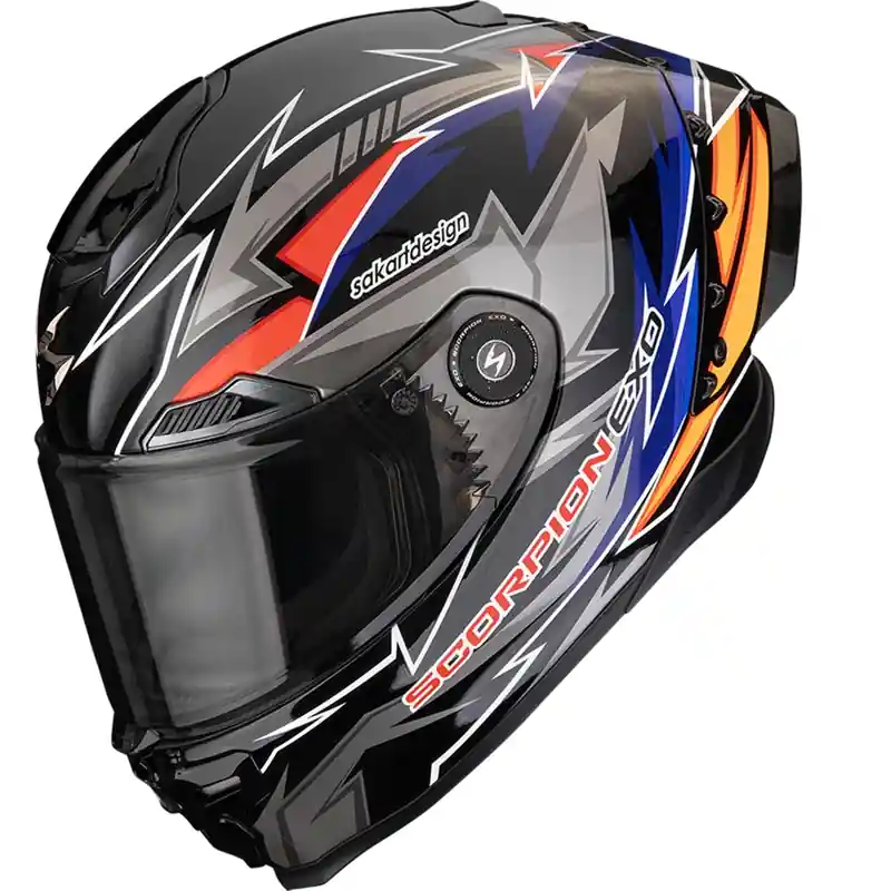 Alleen Vandaag Scorpion EXO-RACE Air Move On FIM2 integraal motorhelm zwart-blauw-oranje XS