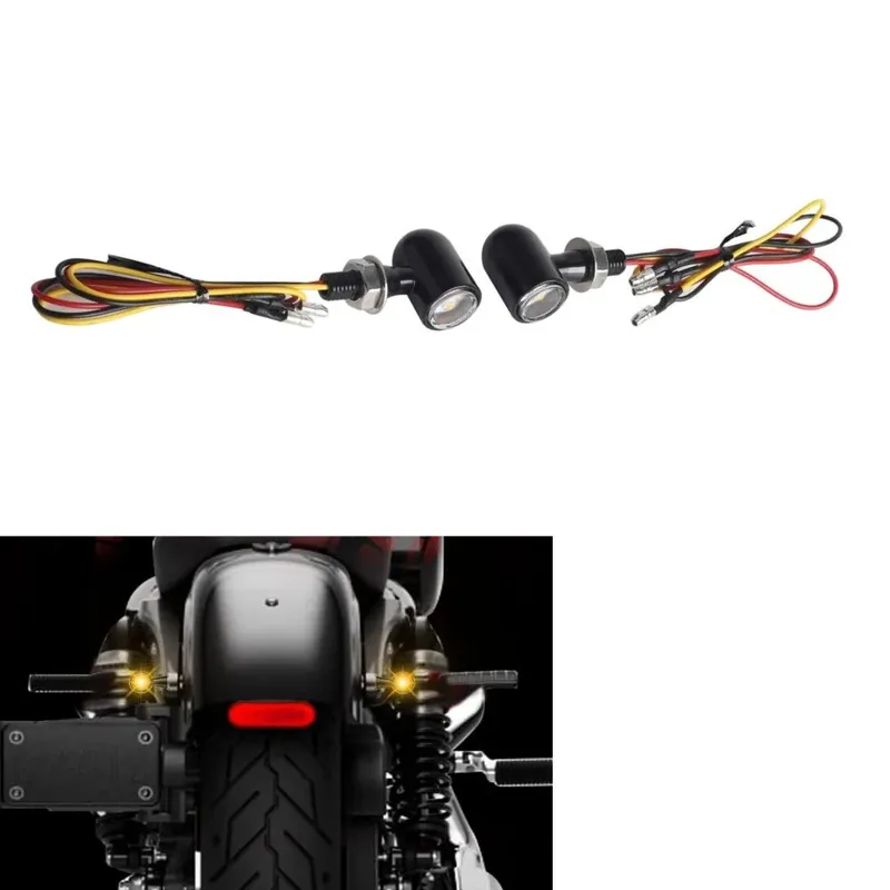 Korting 3 in 1 LED mini knipperlichten met achter en remlicht motor Lumitecs LB12 met E keuring achter set van 2 zwart