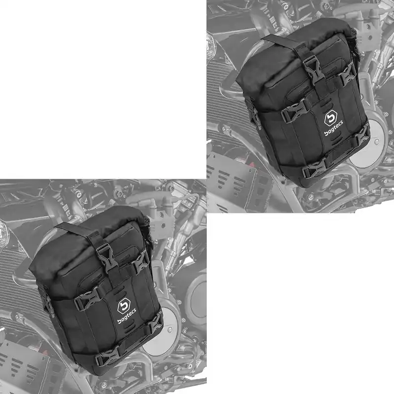 Set 2x Valbeugel crash bar tas Bagtecs S3B voor motorfiets bescherming bar waterdicht 6L Op = Op