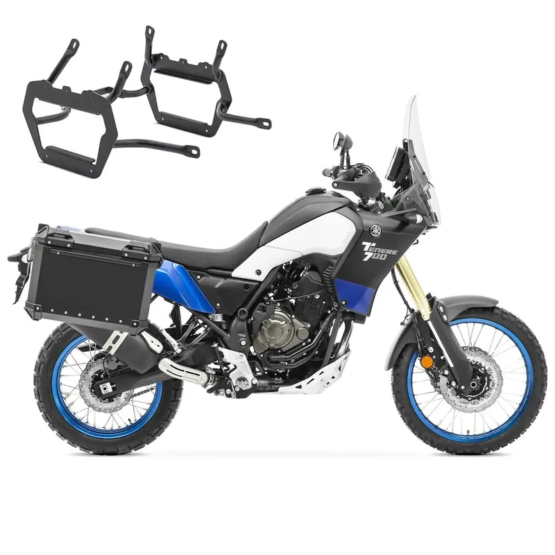 Gratis Retour Set Aluminium Zijkoffers + kofferrek voor Yamaha Tenere 700 / World Rally / Raid 19-26 Koffers Bagtecs XWS38 zwart Quick-Lock