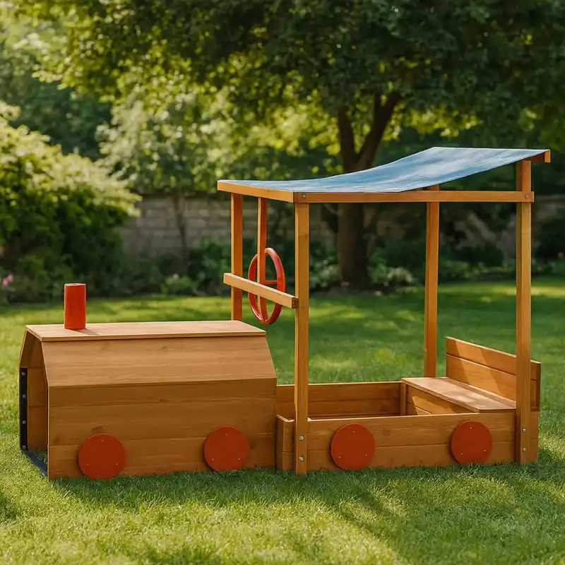 Zandbak Trein Divit SZ16 Houten Kinderen Speelhuisje Locomotief met Dak Snelle Levering