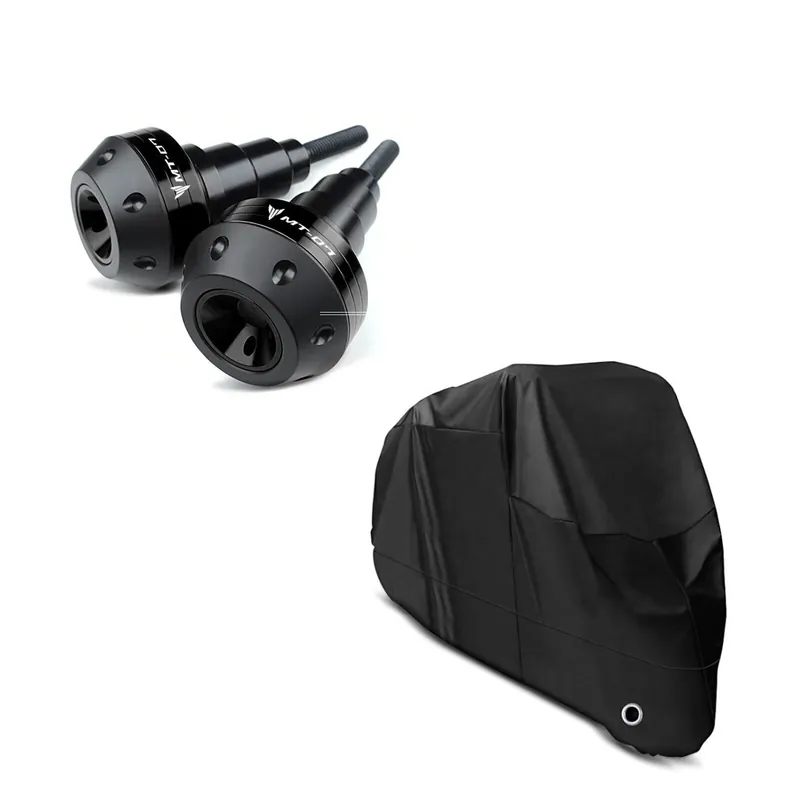Bestseller Set: Valdoppen compatibel met Yamaha MT-07 / Tracer 700 13-19 Frame Sliders Motoguard SC2 zwart + Zeildoek Yamaha MT-01 MT-03 MT-07 / Tracer MT-10 Motor Hoes Craftride XL in zwart