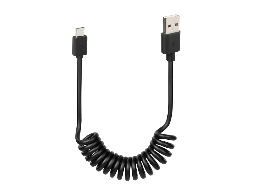 USB-Spiralkabel / -Ladekabel Type Mikro-USB 100cm zwart Snelle Levering