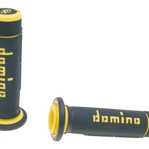 Goedkoop Handvaten set Domino A180 ATV Daumengas 22/22mm zwart-gelb
