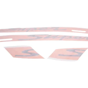 Op = Op Sticker DekorSet "Super" OEM orange voor Vespa GTS Super Sport 85/B