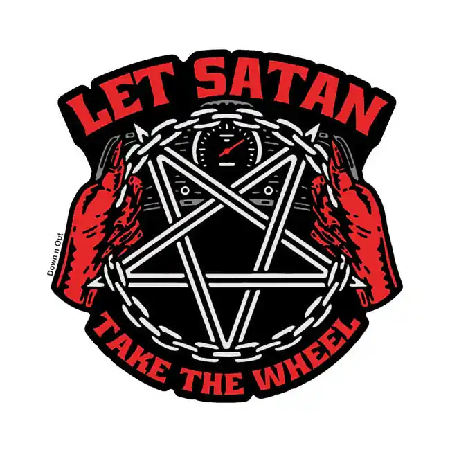 Uitverkoop Down-N-Out Satan Neemt Het Stuur Sticker
