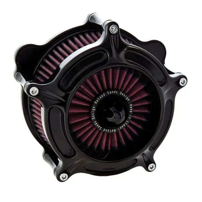 Op = Op Roland Sands Ontwerpt Turbine Luchtreiniger voor Harley CV carb 93-06 Big Twin; Delphi inj. 01-15 Softail; 04-17 Dyna (excl. 2017 FXDLS); 02-07 FLT/Touring / Black