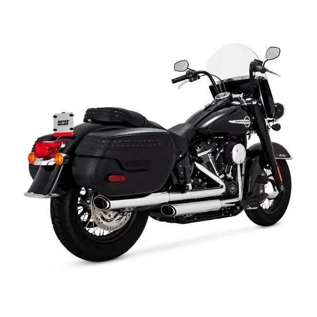 Vance & Hines Twin Slash 3" PCX Slip-On Mufflers for Harley 18-24 Softail Heritage FLHC / FLHCS (read note) / Chrome Gecertificeerd